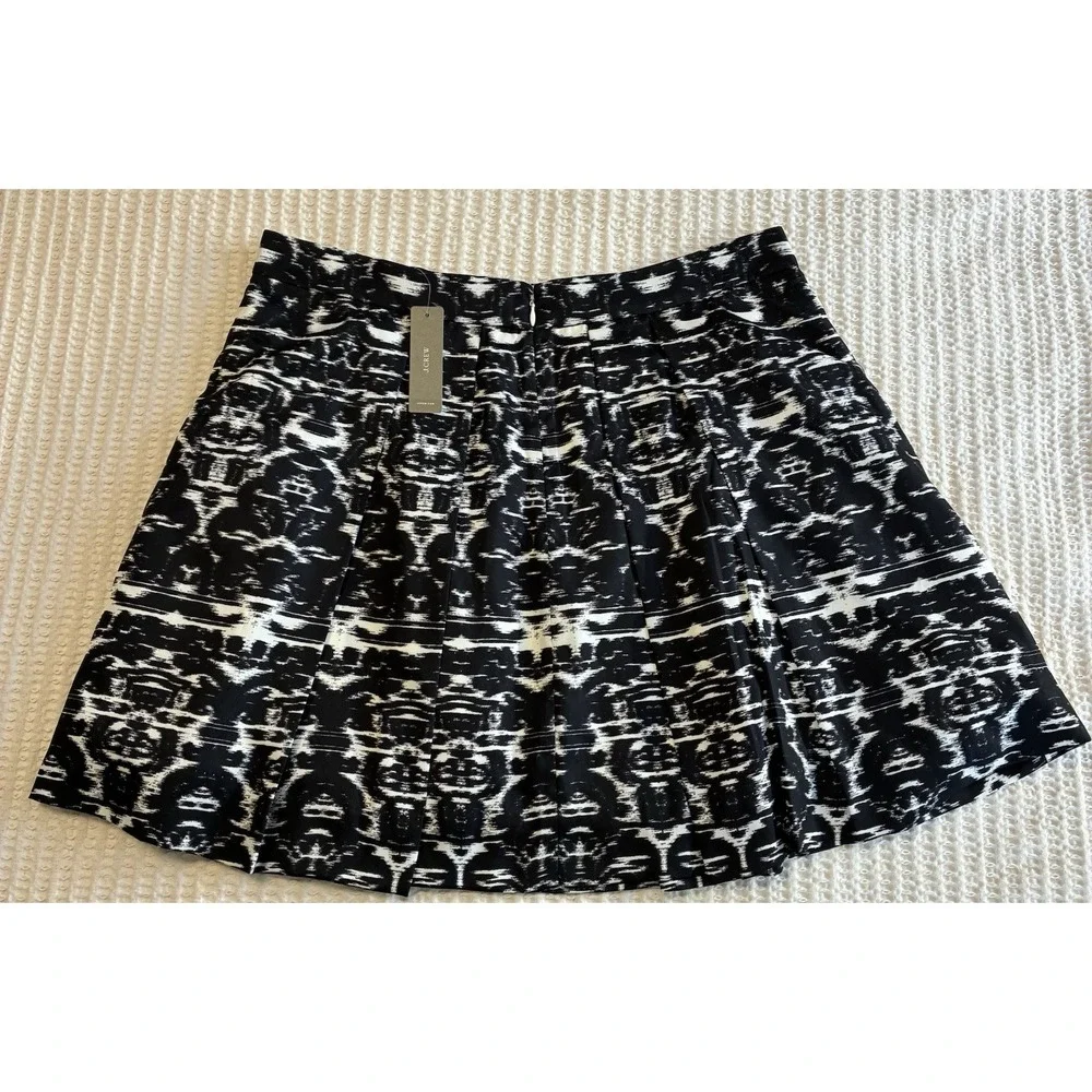 J. Crew NWT blurred‎ ikat pleated printed skirt B4435 Black/white size 10